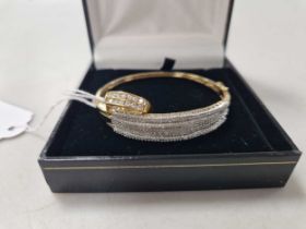 A hallmarked 18ct gold double row diamond ring weight 5.4g, together with a diamond set bangle