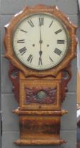 A 19th century inlaid drop dial wall clock