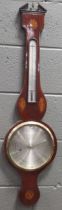 A 19th century mahogany shell inlaid mahogany banjo barometer. Pagani of Nottingham. 97cms High