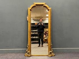 A Victorian gilt wall mirror in the Gothic taste 162 x 93.5cm Original plate Gilt repainted and