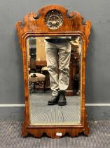 A 19th century walnut fretwork wall mirror with gilt carved shell detail 91 x 49cm