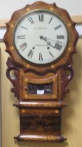 G. Griffin, Tamworth, a 19th century walnut drop dial wall clock