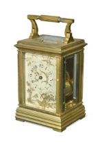 A French brass repeating carriage clock, circa 1900,