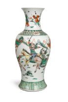 A Chinese famille verte porcelain baluster vase, Qing Dynasty, late 19th century,