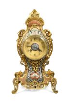 A late Victorian gilt metal and champleve enamel mantel clock,