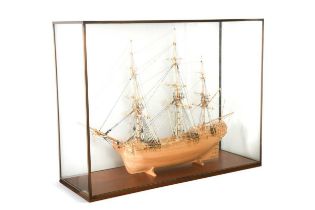 A wooden model of an 18th century sailing ship, 20th century