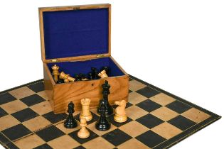 A Jaques-type carved wood and lead weighted tournament chess set,
