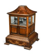 An inlaid walnut and burr walnut table decanter cabinet, 20th century,
