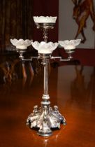 A late Victorian silver plated table epergne centrepiece by Elkington & Co,