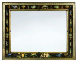 An eglomise wall mirror, 19th century,