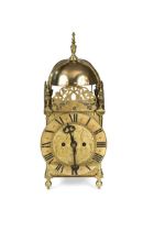 A brass lantern clock, 19th century,