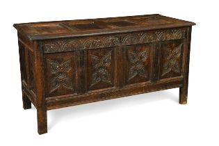 An oak coffer chest, 17th century,