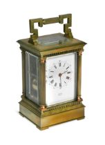 A French brass repeating carriage clock, early 20th century,