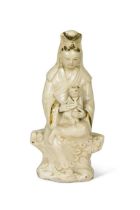 A Chinese Cizhou figure of Guanyin with child, early 17th century,