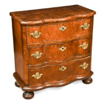 A small walnut chest of three drawers, late 18th century,