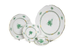 A Herend porcelain 'Apponyi Vert' dinner service for fourteen,