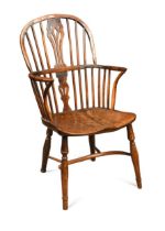 An elm and yew wood Windsor armchair, early 19th century,