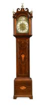 An inlaid mahogany longcase clock, 19th century,