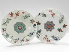 Two Chinese famille verte porcelain dishes, Qing Dynasty, Kangxi Emperor (1662-1722),