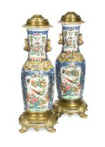 A pair of decorative Chinese porcelain vases as table lamps,