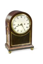 A mahogany dome top mantle clock, 19th century,