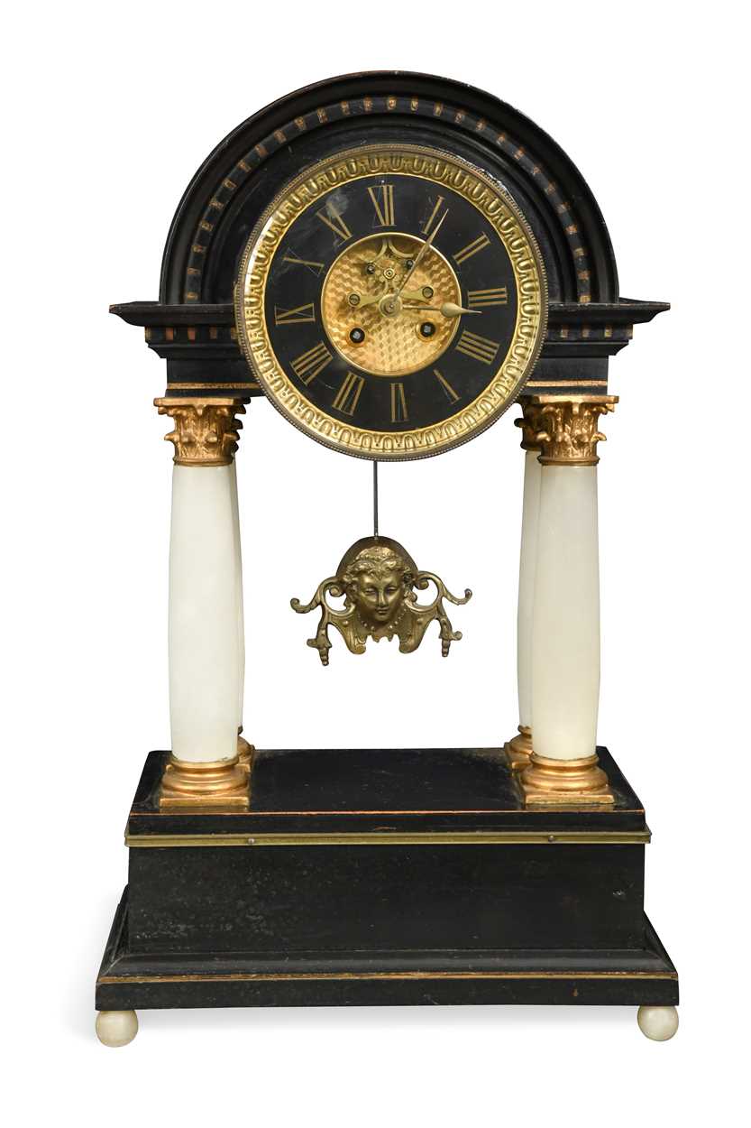 A French portico mantel clock, late 19th century,