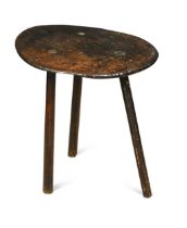 A primitive oak cricket table, circa 1800,