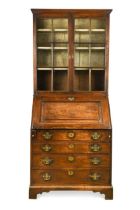 An elm bureau bookcase, 18th century,