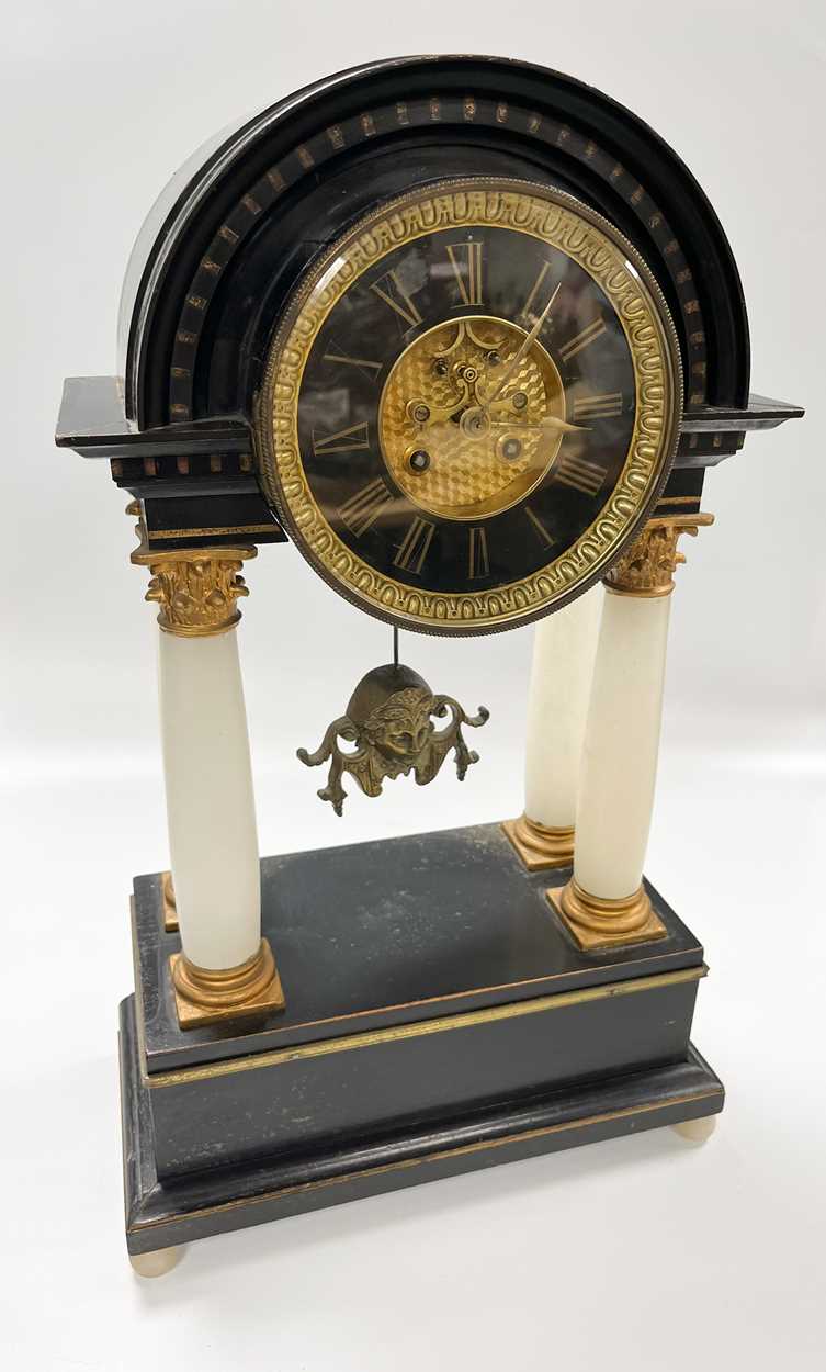 A French portico mantel clock, late 19th century, - Image 2 of 9