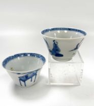 A Chinese blue and white porcelain wine cup, Qing Dynasty, Kangxi Emperor, circa 1700,