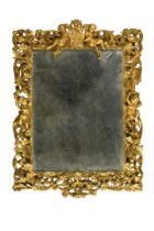 A giltwood and gesso wall mirror, 18th century,