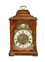 A George I style walnut mantel clock, 20th century,