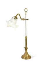A brass and steel adjustable reading lamp, French, 19th century,