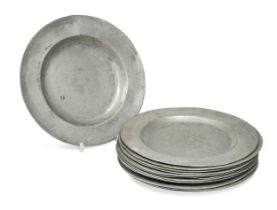 A group of thirteen pewter plates, 18th century,