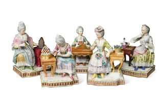 A set of five Berlin porcelain figures of the senses,