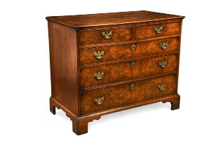 A burr oak chest of drawers, 19th century,