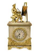 A French silvered mantel timepiece, circa 1840,