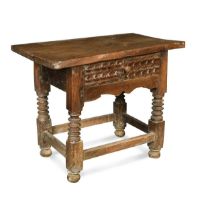 A Continental walnut side table, 18th century,