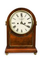 A mahogany dome top mantel clock, 19th century,