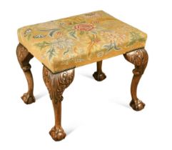 A George II style mahogany foot stool, late 19th century,