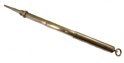 An early 20th century 9ct gold three draw retractable propelling pencil, mark of Sampson Mordan,