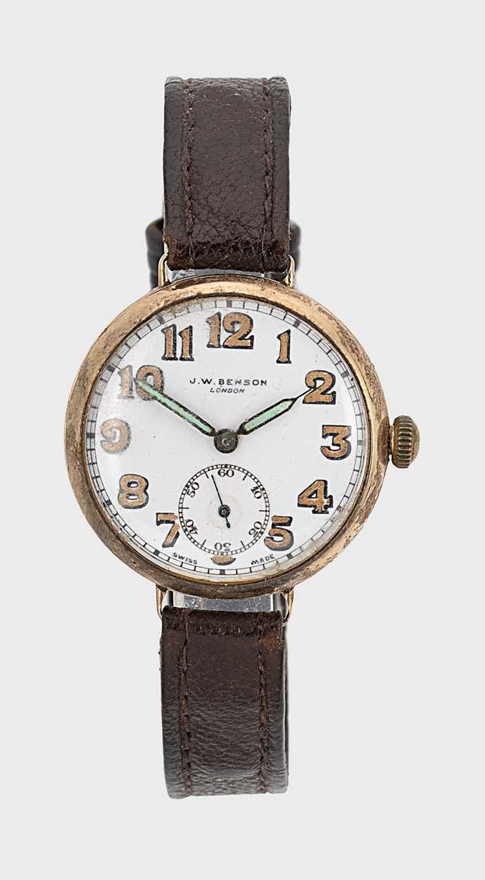 J.W. Benson, London - A 9ct gold 'Trench' style wristwatch,