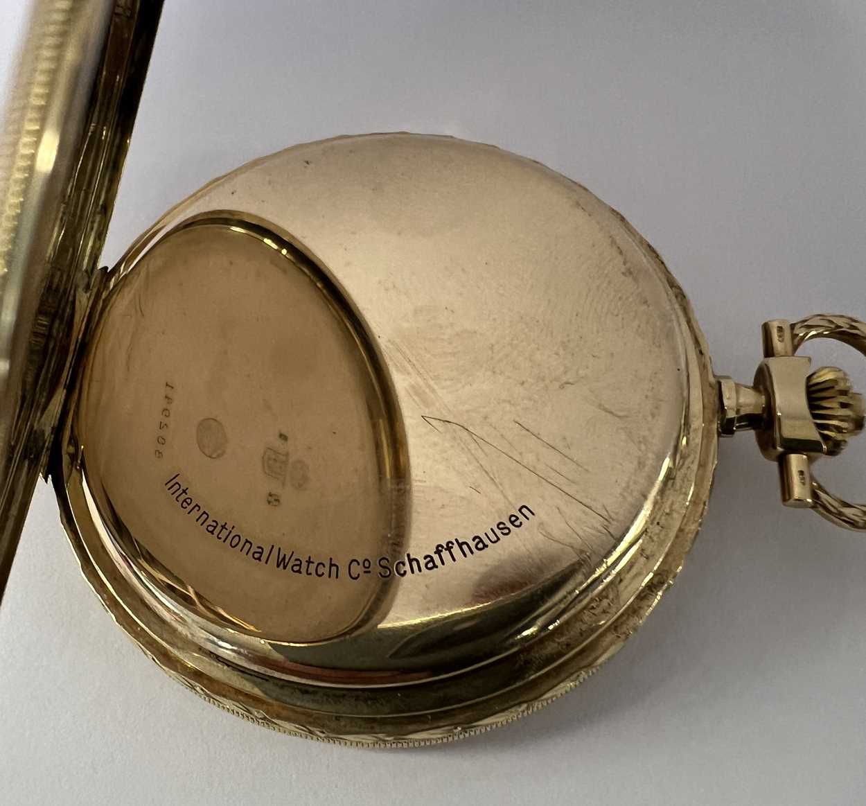 IWC, Schaffhausen - A Swiss 14ct gold full hunter pocket watch, - Image 6 of 9