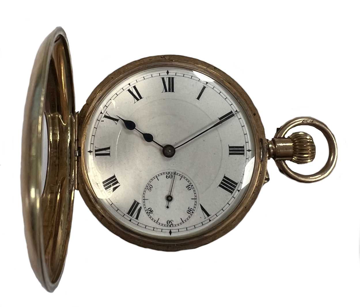 Unsigned - An early 20th century 9ct gold half hunter pocket watch, - Image 2 of 9