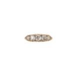 A Victorian 18ct gold diamond set carved half hoop ring,