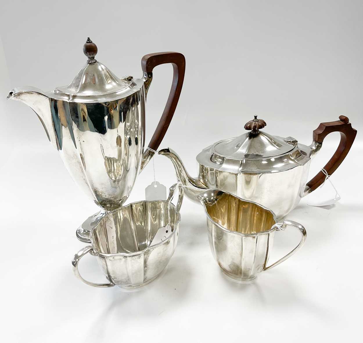 Edinburgh - A George VI silver 3-piece tea set with one addition, - Image 2 of 8