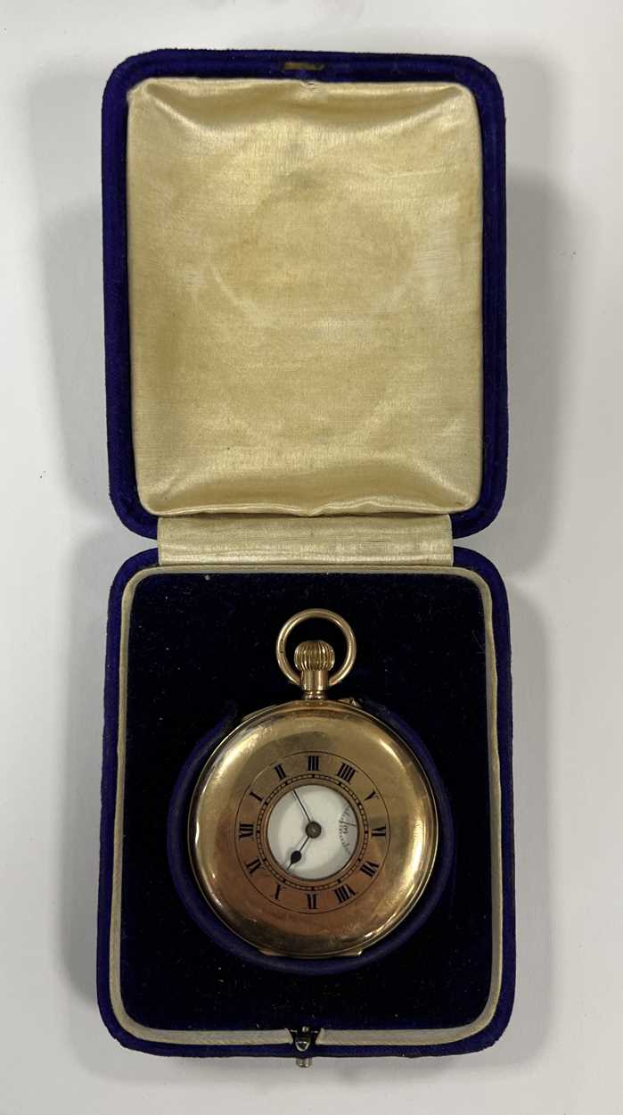 Unsigned - An early 20th century 9ct gold half hunter pocket watch, - Image 8 of 9