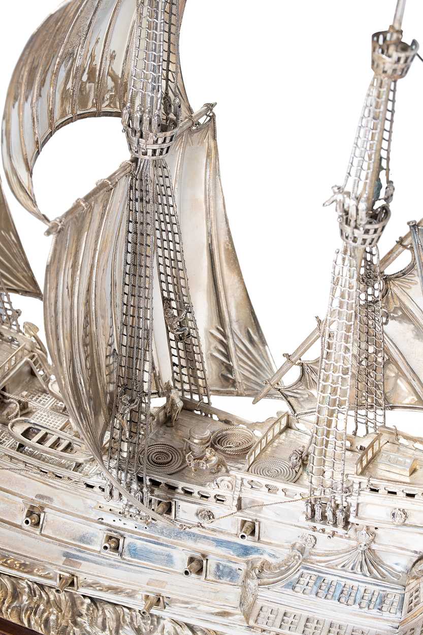 A George V silver model of a sailing ship, - Image 4 of 17