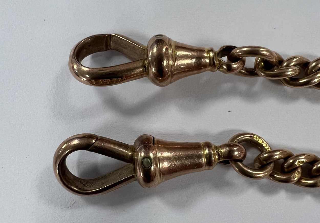 An early 20th century 9ct gold 'Albert' watch chain, - Image 3 of 5