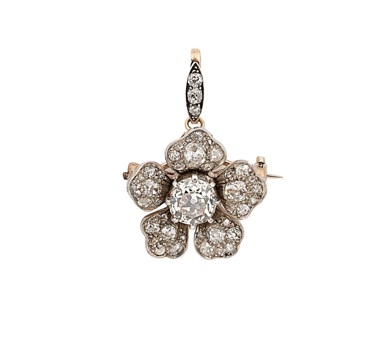 A late Victorian diamond set pendant/brooch,